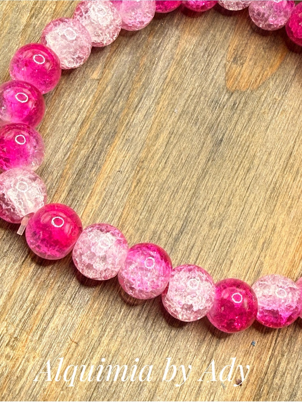 AGATE + QUARTZ Hot Pink Multi-Strand Beaded Bracelet Set with Pegasus Charm - Picture 9 of 9